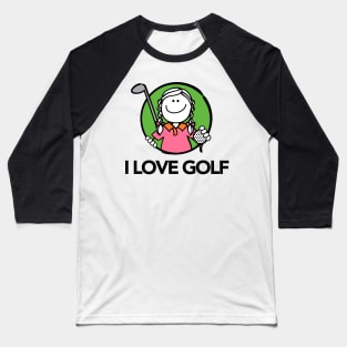 I Love Golf Baseball T-Shirt